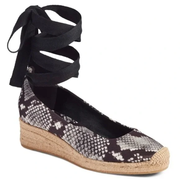 Tory Burch Heather Lace Wrap Up Espadrille Wedges - Size 6 - Picture 1 of 14